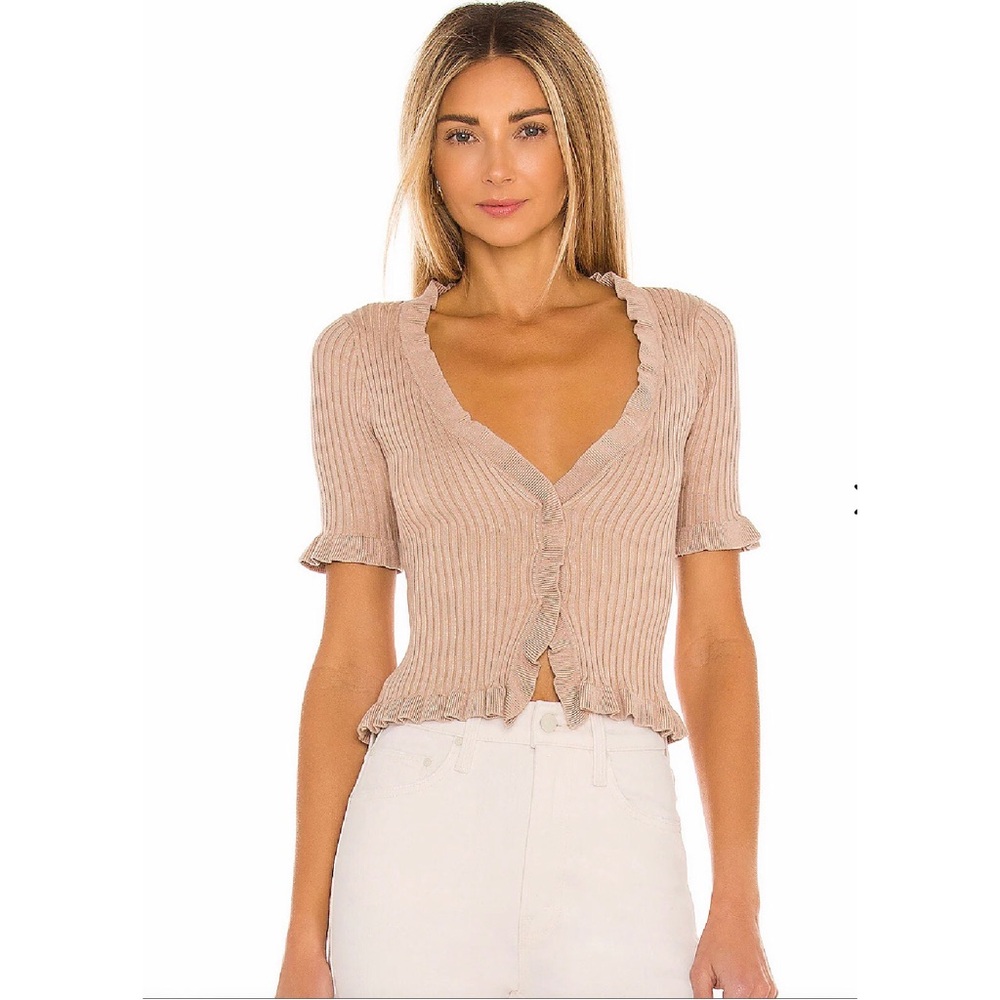 LOVERS AND FRIENDS Carissa Ruffle Sweater Short Sleeves Nude